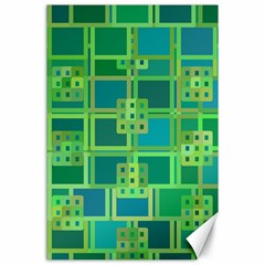 Green Abstract Geometric Canvas 24  X 36 