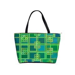 Green Abstract Geometric Shoulder Handbags by Nexatart