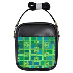 Green Abstract Geometric Girls Sling Bags by Nexatart