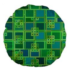 Green Abstract Geometric Large 18  Premium Flano Round Cushions by Nexatart