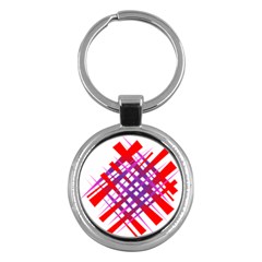 Chaos Bright Gradient Red Blue Key Chains (round)  by Nexatart