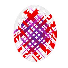 Chaos Bright Gradient Red Blue Ornament (oval Filigree) by Nexatart