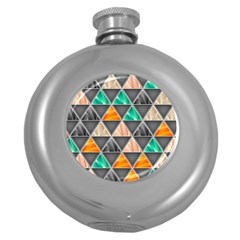 Abstract Geometric Triangle Shape Round Hip Flask (5 Oz)