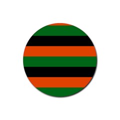 Color Green Orange Black Rubber Round Coaster (4 Pack) 