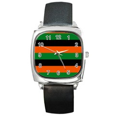 Color Green Orange Black Square Metal Watch by Mariart