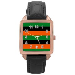 Color Green Orange Black Rose Gold Leather Watch  by Mariart