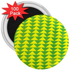 Arrow Triangle Green Yellow 3  Magnets (100 Pack)