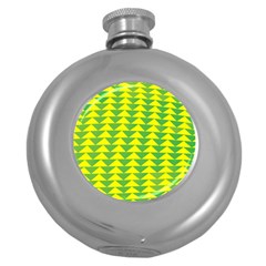 Arrow Triangle Green Yellow Round Hip Flask (5 Oz)