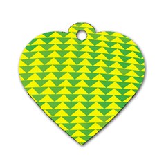 Arrow Triangle Green Yellow Dog Tag Heart (two Sides) by Mariart