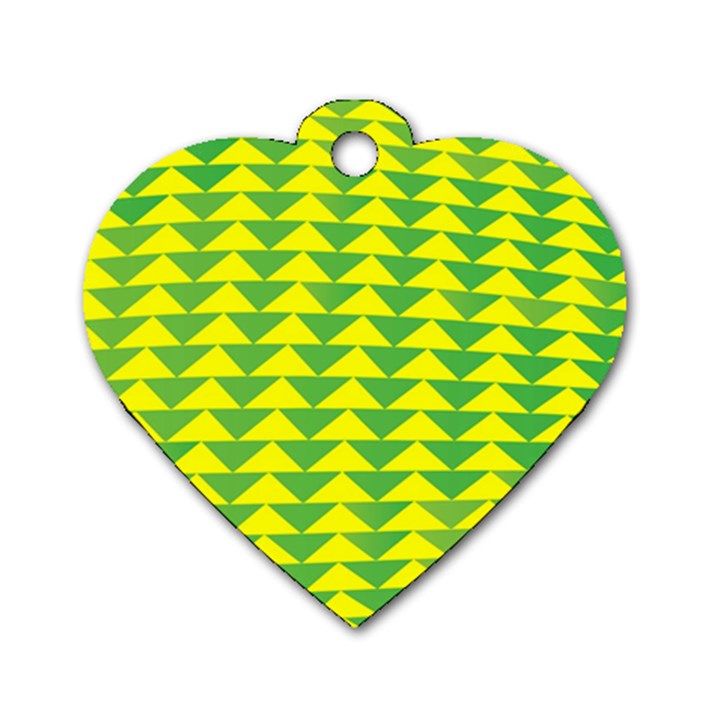 Arrow Triangle Green Yellow Dog Tag Heart (Two Sides)