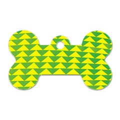 Arrow Triangle Green Yellow Dog Tag Bone (two Sides)