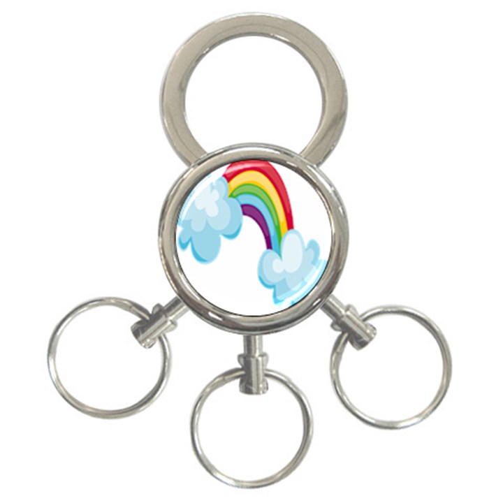 Could Rainbow Red Yellow Green Blue Purple 3-Ring Key Chains