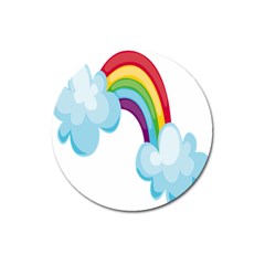 Could Rainbow Red Yellow Green Blue Purple Magnet 3  (round)