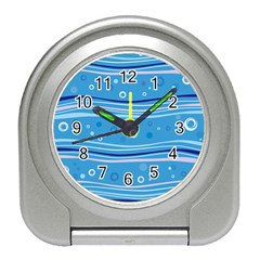 Blue Circle Line Waves Travel Alarm Clocks by Mariart