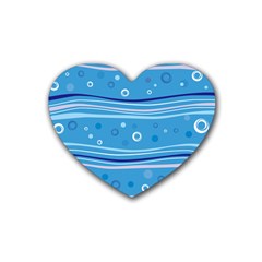 Blue Circle Line Waves Heart Coaster (4 Pack) 