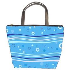 Blue Circle Line Waves Bucket Bags by Mariart