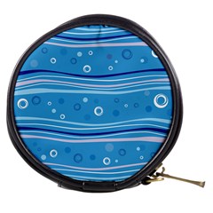 Blue Circle Line Waves Mini Makeup Bags