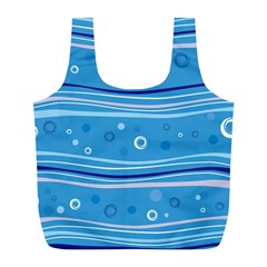 Blue Circle Line Waves Full Print Recycle Bags (l)  by Mariart