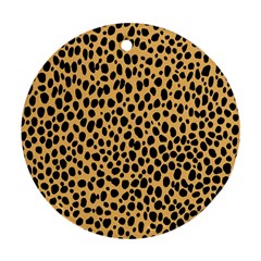 Cheetah Skin Spor Polka Dot Brown Black Dalmantion Ornament (round)