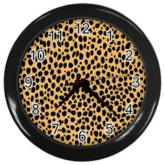 Cheetah Skin Spor Polka Dot Brown Black Dalmantion Wall Clocks (black) by Mariart