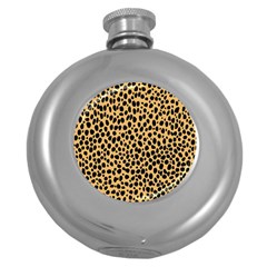 Cheetah Skin Spor Polka Dot Brown Black Dalmantion Round Hip Flask (5 Oz) by Mariart