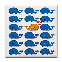 Fish Animals Whale Blue Orange Love Tile Coasters