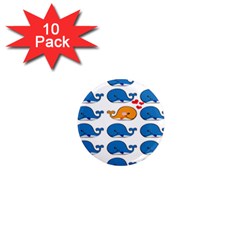 Fish Animals Whale Blue Orange Love 1  Mini Magnet (10 pack) 