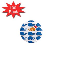 Fish Animals Whale Blue Orange Love 1  Mini Magnets (100 pack) 