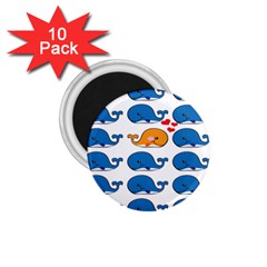 Fish Animals Whale Blue Orange Love 1.75  Magnets (10 pack) 