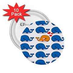 Fish Animals Whale Blue Orange Love 2 25  Buttons (10 Pack) 