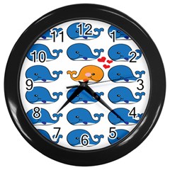 Fish Animals Whale Blue Orange Love Wall Clocks (Black)