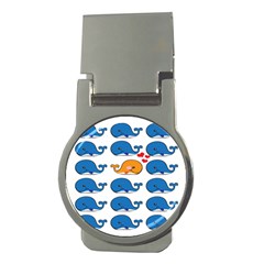 Fish Animals Whale Blue Orange Love Money Clips (Round) 