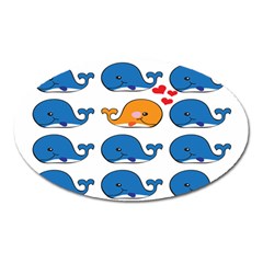 Fish Animals Whale Blue Orange Love Oval Magnet