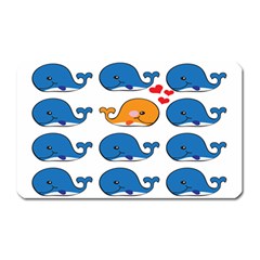 Fish Animals Whale Blue Orange Love Magnet (Rectangular)