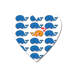 Fish Animals Whale Blue Orange Love Heart Magnet by Mariart