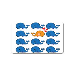 Fish Animals Whale Blue Orange Love Magnet (Name Card)