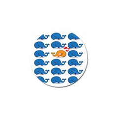 Fish Animals Whale Blue Orange Love Golf Ball Marker