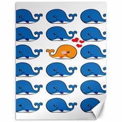 Fish Animals Whale Blue Orange Love Canvas 12  x 16  