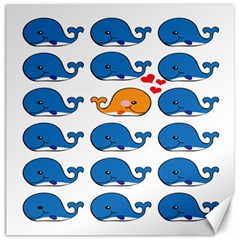 Fish Animals Whale Blue Orange Love Canvas 20  X 20   by Mariart