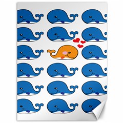 Fish Animals Whale Blue Orange Love Canvas 36  x 48  