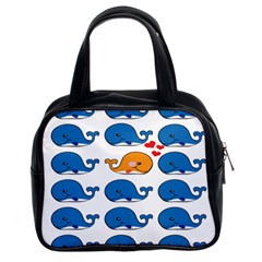 Fish Animals Whale Blue Orange Love Classic Handbags (2 Sides)