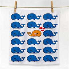 Fish Animals Whale Blue Orange Love Face Towel