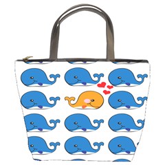 Fish Animals Whale Blue Orange Love Bucket Bags by Mariart