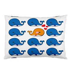 Fish Animals Whale Blue Orange Love Pillow Case