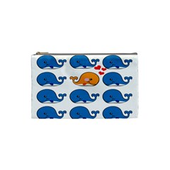 Fish Animals Whale Blue Orange Love Cosmetic Bag (Small) 