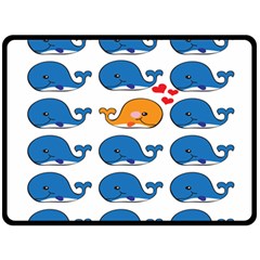 Fish Animals Whale Blue Orange Love Fleece Blanket (large)  by Mariart