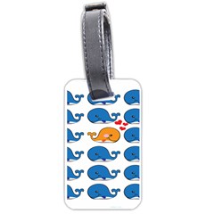 Fish Animals Whale Blue Orange Love Luggage Tags (two Sides) by Mariart