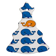 Fish Animals Whale Blue Orange Love Christmas Tree Ornament (Two Sides)