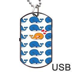Fish Animals Whale Blue Orange Love Dog Tag USB Flash (One Side)