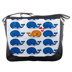 Fish Animals Whale Blue Orange Love Messenger Bags